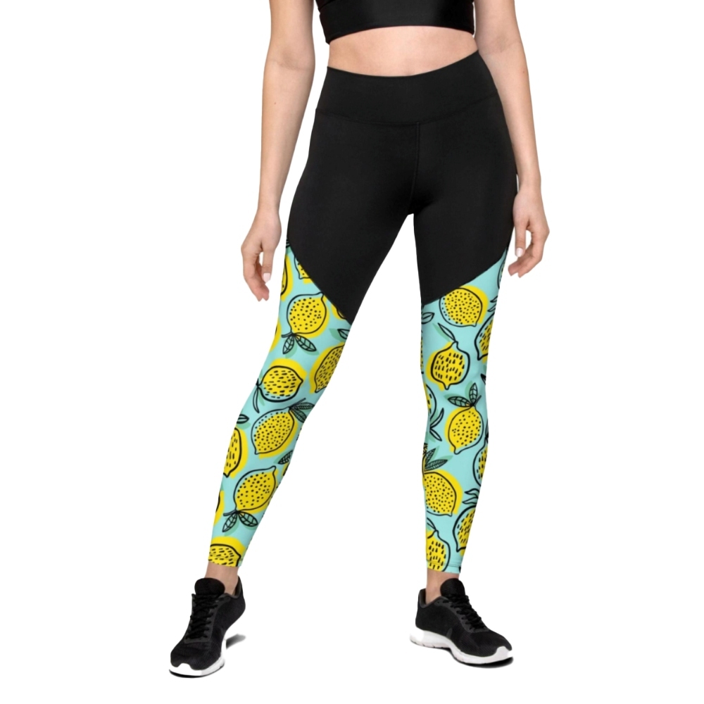 Lemon Pattern Women Compression Legging