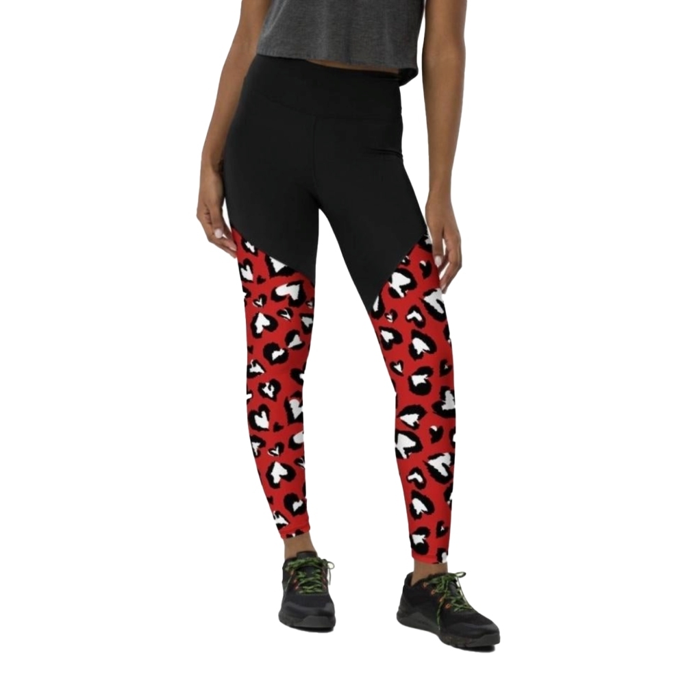 Leopard Hearts Women Compression Legging