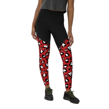 Leopard Hearts Women Compression Legging