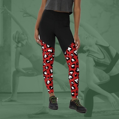 Leopard Hearts Women Compression Legging