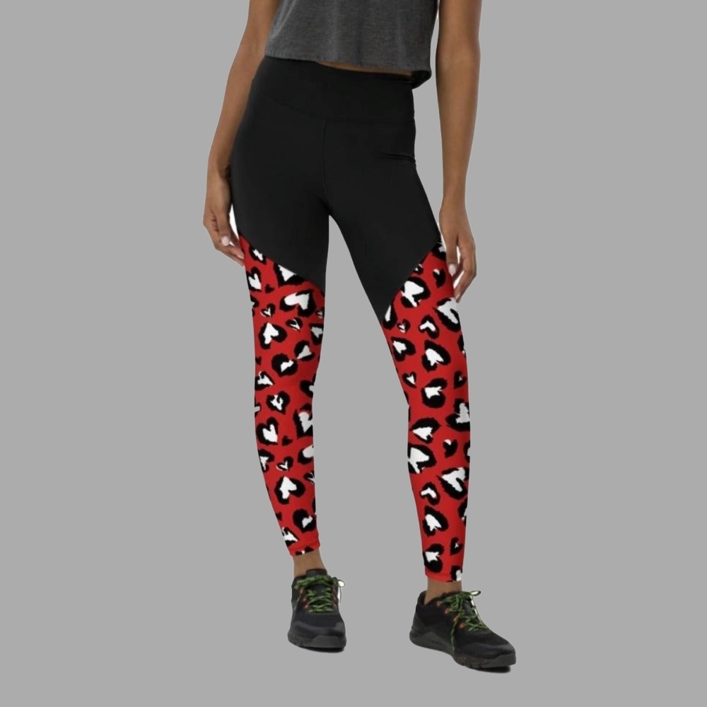Leopard Hearts Women Compression Legging