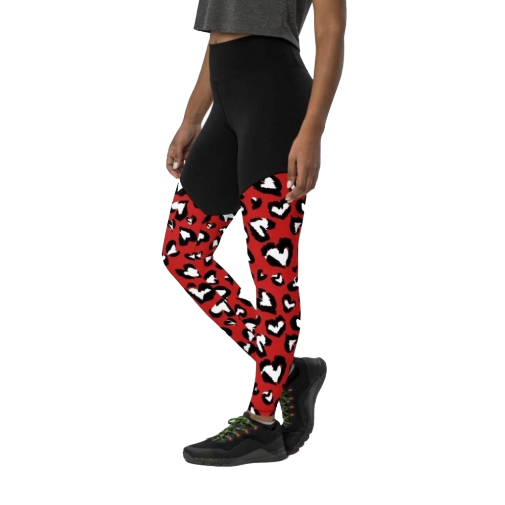 Leopard Hearts Women Compression Legging