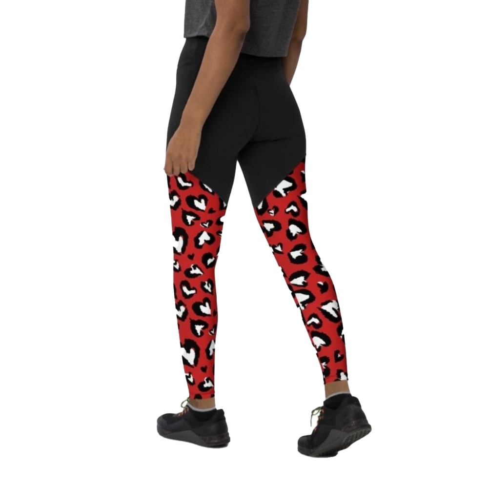 Leopard Hearts Women Compression Legging