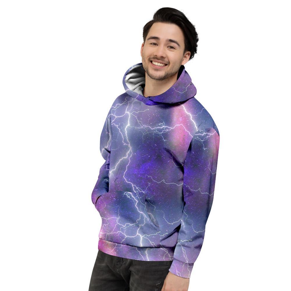 Lightning Aurora Galaxy Space Mens Full Size Hoodie
