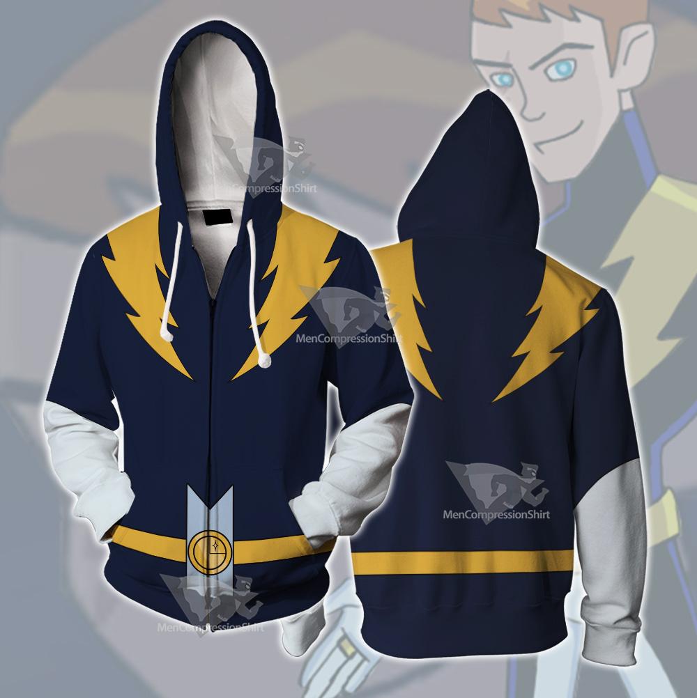 Dc Lightning Lad Yellow Cosplay Zip Up Hoodie
