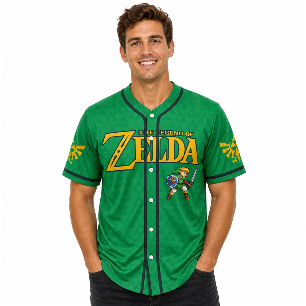 Link Zelda Green Yellow Baseball Jersey