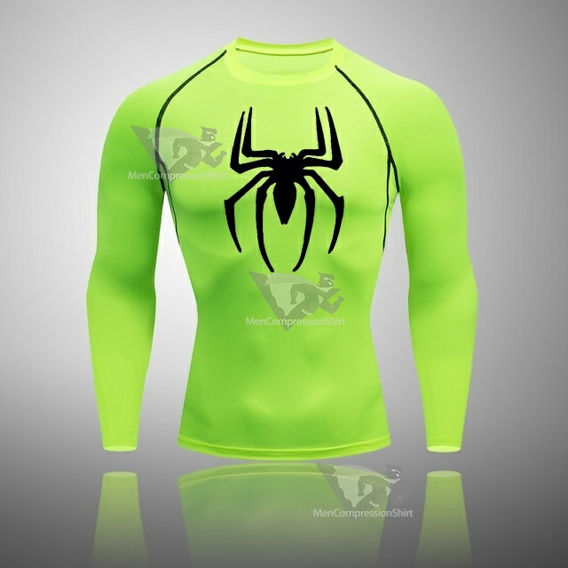 Long Sleeve Spider Long Sleeve Compression Shirt Light Green