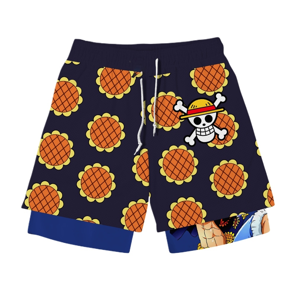 Luffy Dressrosa Arc Anime Shorts Compression Gym Shorts