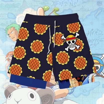 Luffy Dressrosa Arc Anime Shorts Compression Gym Shorts