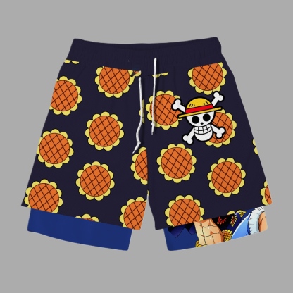 Luffy Dressrosa Arc Anime Shorts Compression Gym Shorts