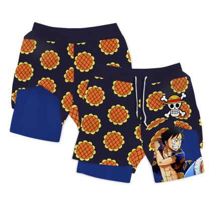 Luffy Dressrosa Arc Anime Shorts Compression Gym Shorts