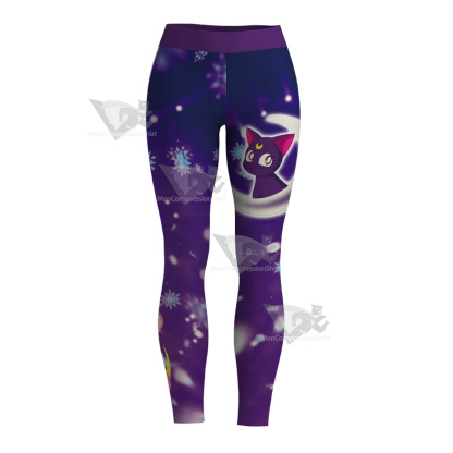 Luna Cat Sailor Moon Purple Women Leggings