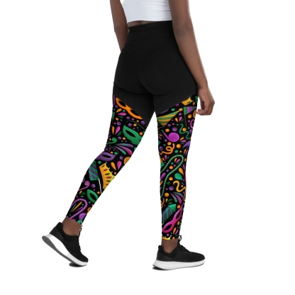 Mardi Gras Masks And Beads Party Women Compression Legging