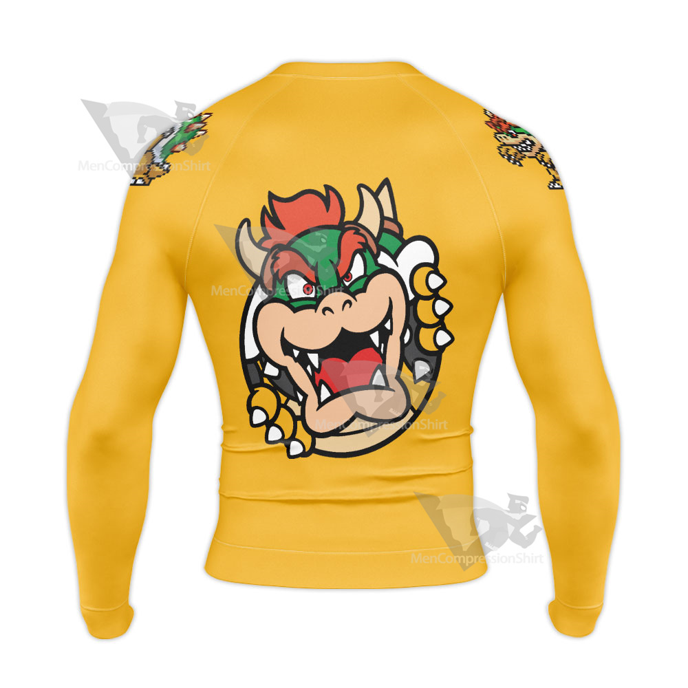 Mario Sports Bowser Yellow Long Sleeve Compression Shirt