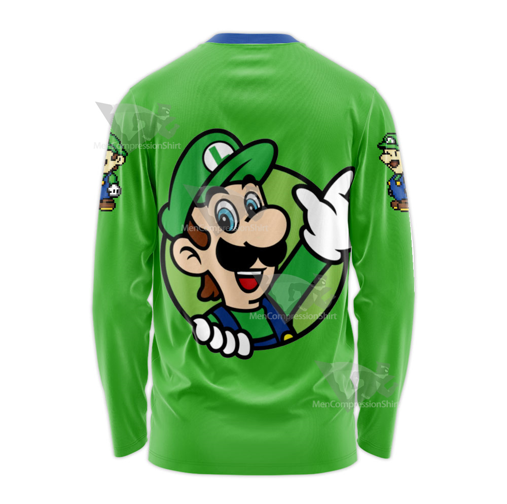 Mario Sports Luigi Green Long Sleeve Shirt
