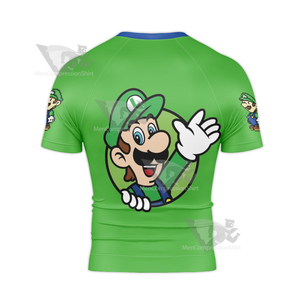 Mario Sports Luigi Green Rash Guard Compression Shirt