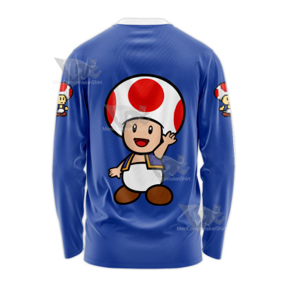 Mario Sports Toad Navy Blue Long Sleeve Shirt