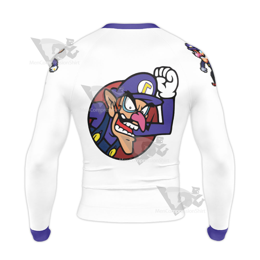Mario Sports Waluigi White Long Sleeve Compression Shirt
