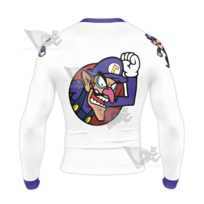 Mario Sports Waluigi White Long Sleeve Compression Shirt