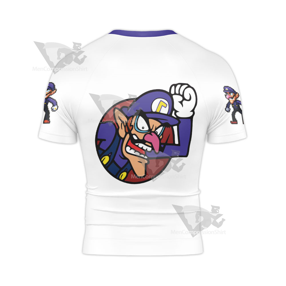 Mario Sports Waluigi White Rash Guard Compression Shirt