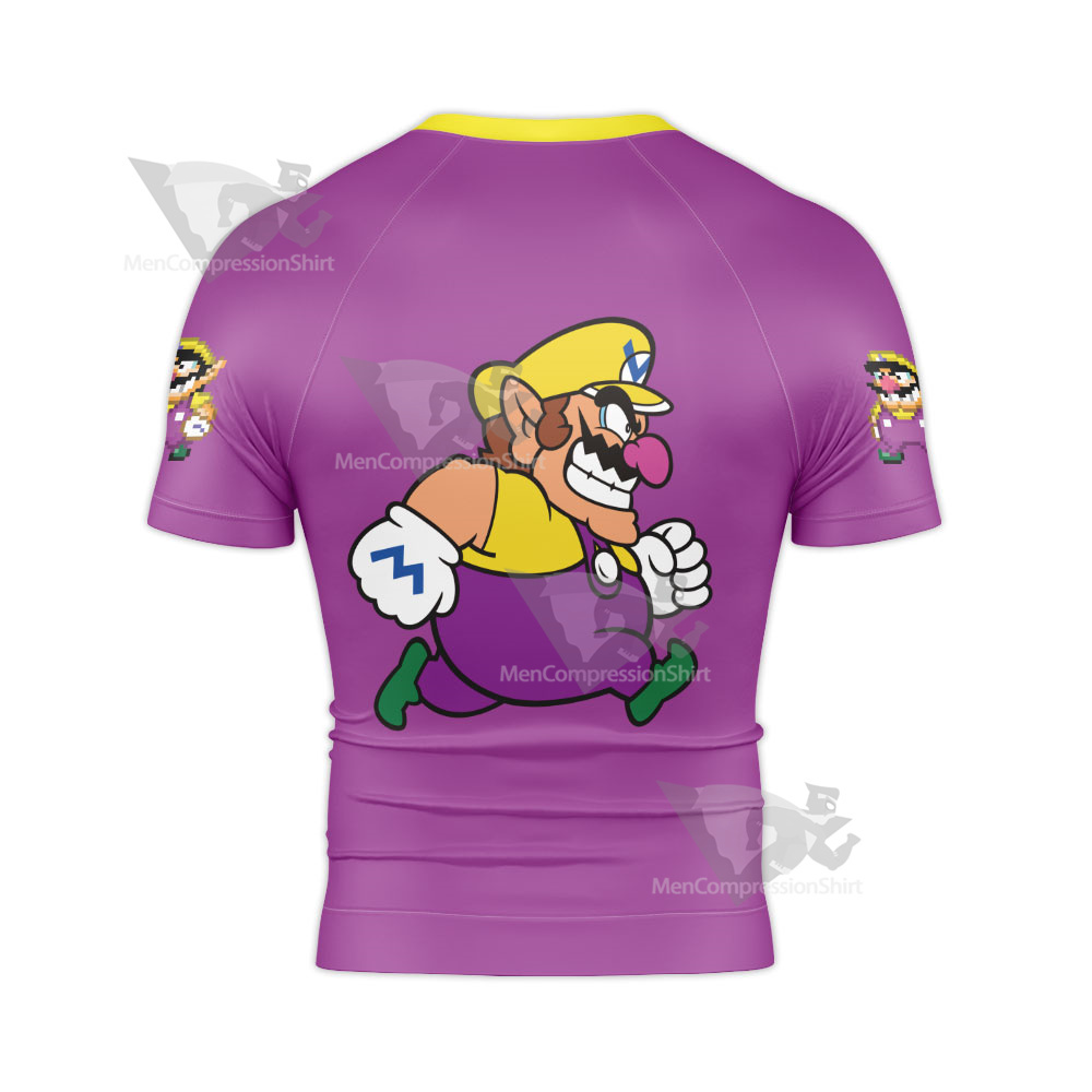 Mario Sports Wario Play Baseball Rash Guard Compression Shirt