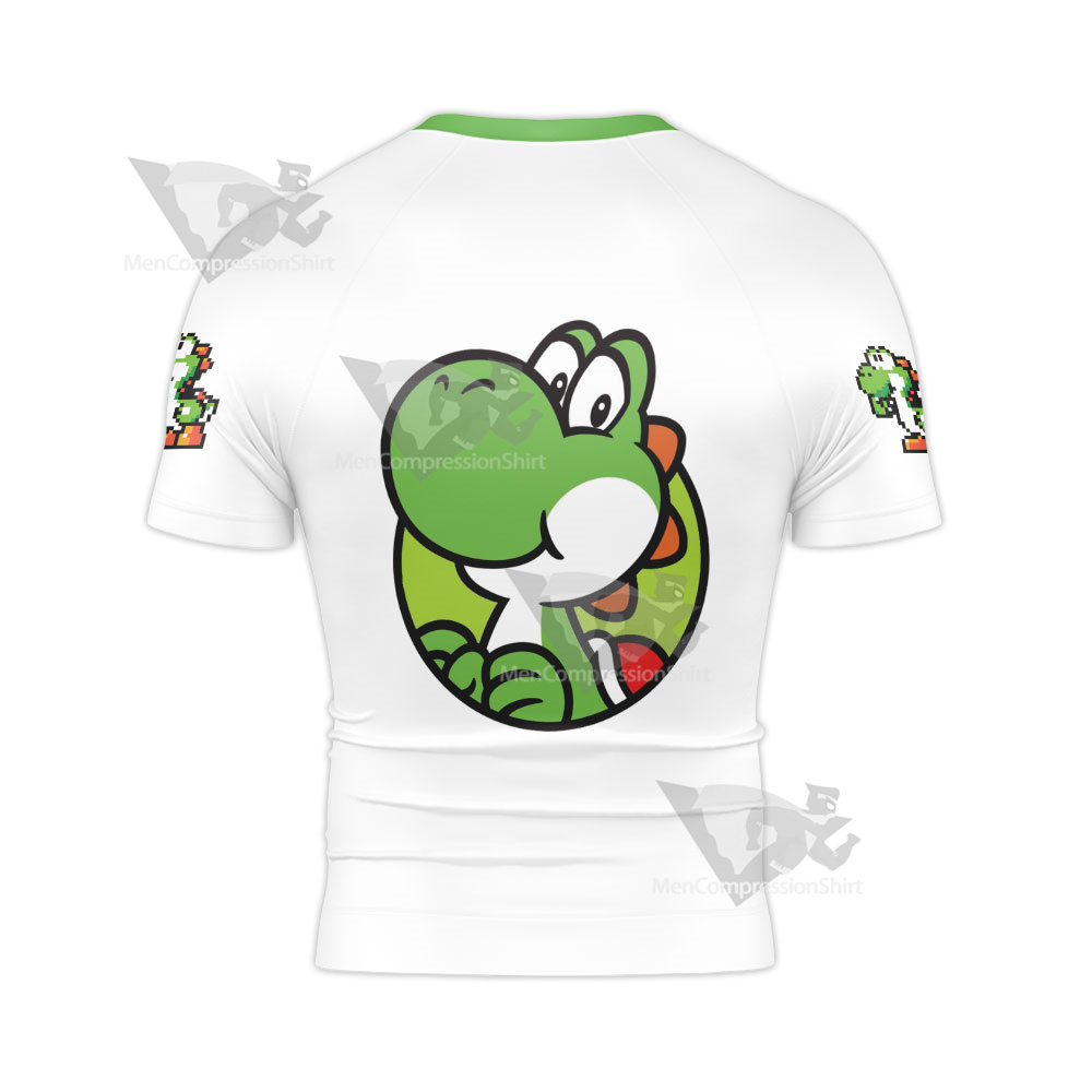 Mario Sports Yoshi Play Tennis Rash Guard Compression Shirt
