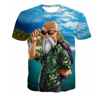 Master Roshi Beach Summer 3d Blue Hipster Anime T-Shirt
