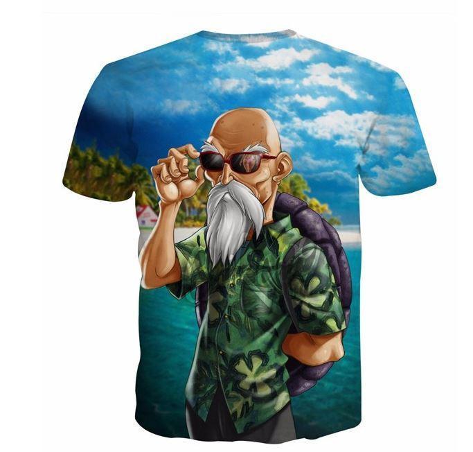 Master Roshi Beach Summer 3d Blue Hipster Anime T-Shirt