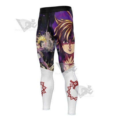 Meliodas Demon Seven Deadly Sins Anime Purple Men Compression Legging-MensCompressionShirt
