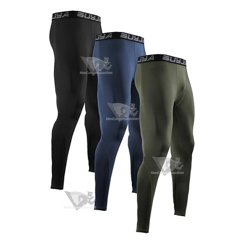 Mens Green Compression Pants Running Tights