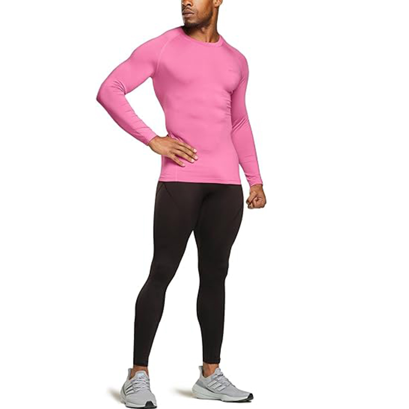 Mens Pink Color Long Sleeve Compression Shirts MensCompressionShirt