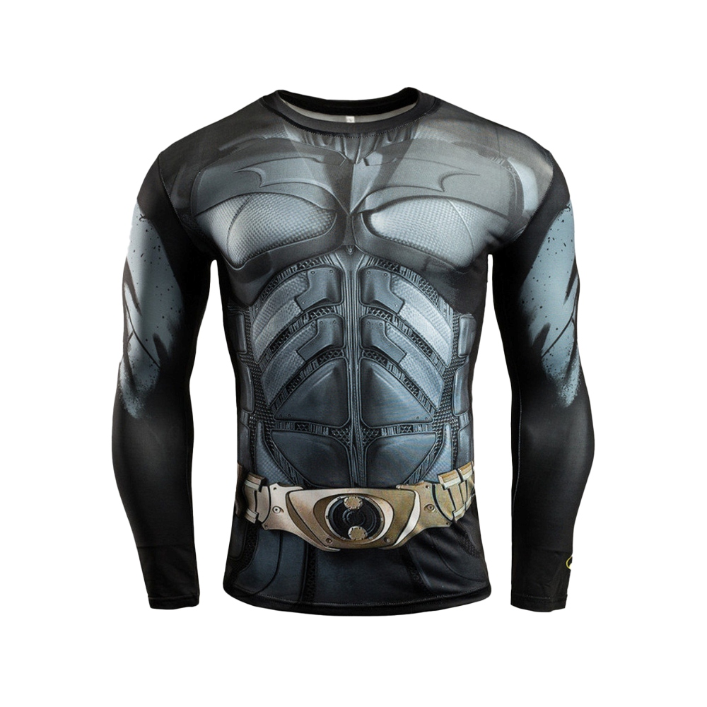 Mens Slim Fit Batman Compression Shirt Long Sleeve