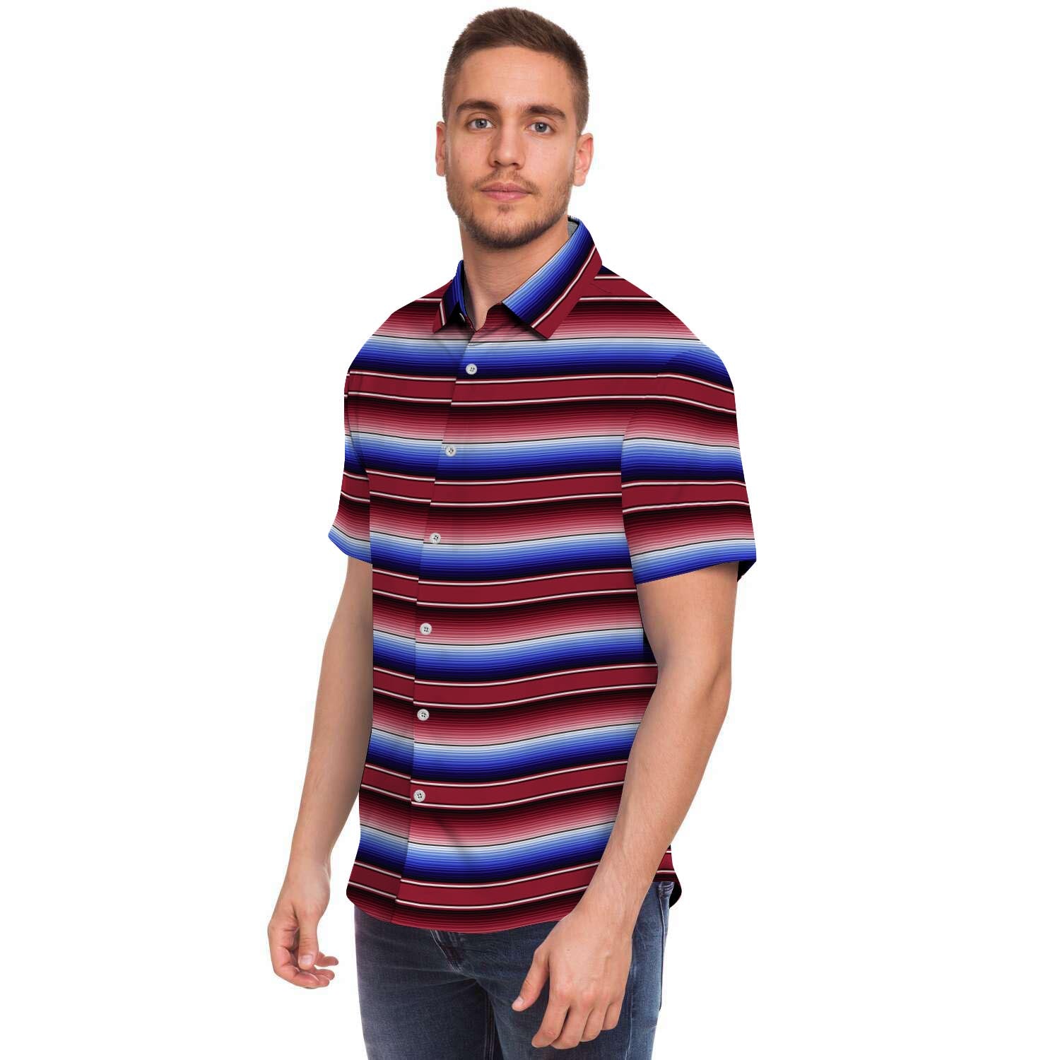 Mexican Baja Print Men Print Short Sleeve Button-Up Shirts