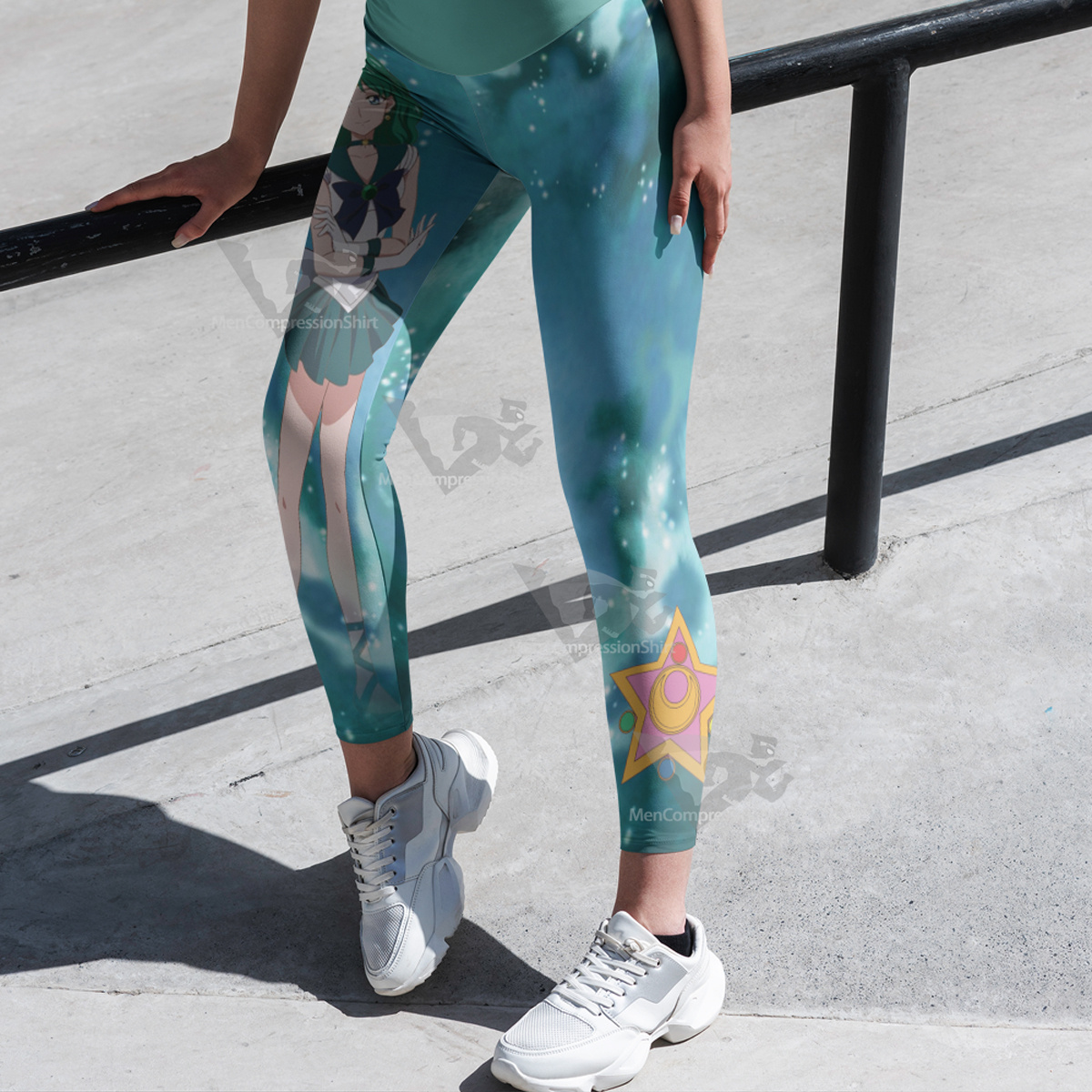 Michiru Kaioh Sailor Moon Sailor Neptune Green Women Leggings