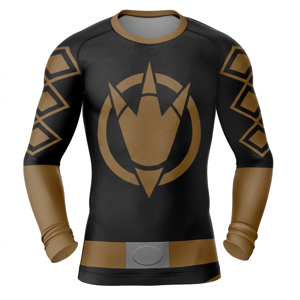 Mighty Morphin Power Rangers Dino Thunder Dino Orange Yellow Long Sleeve Compression Shirt