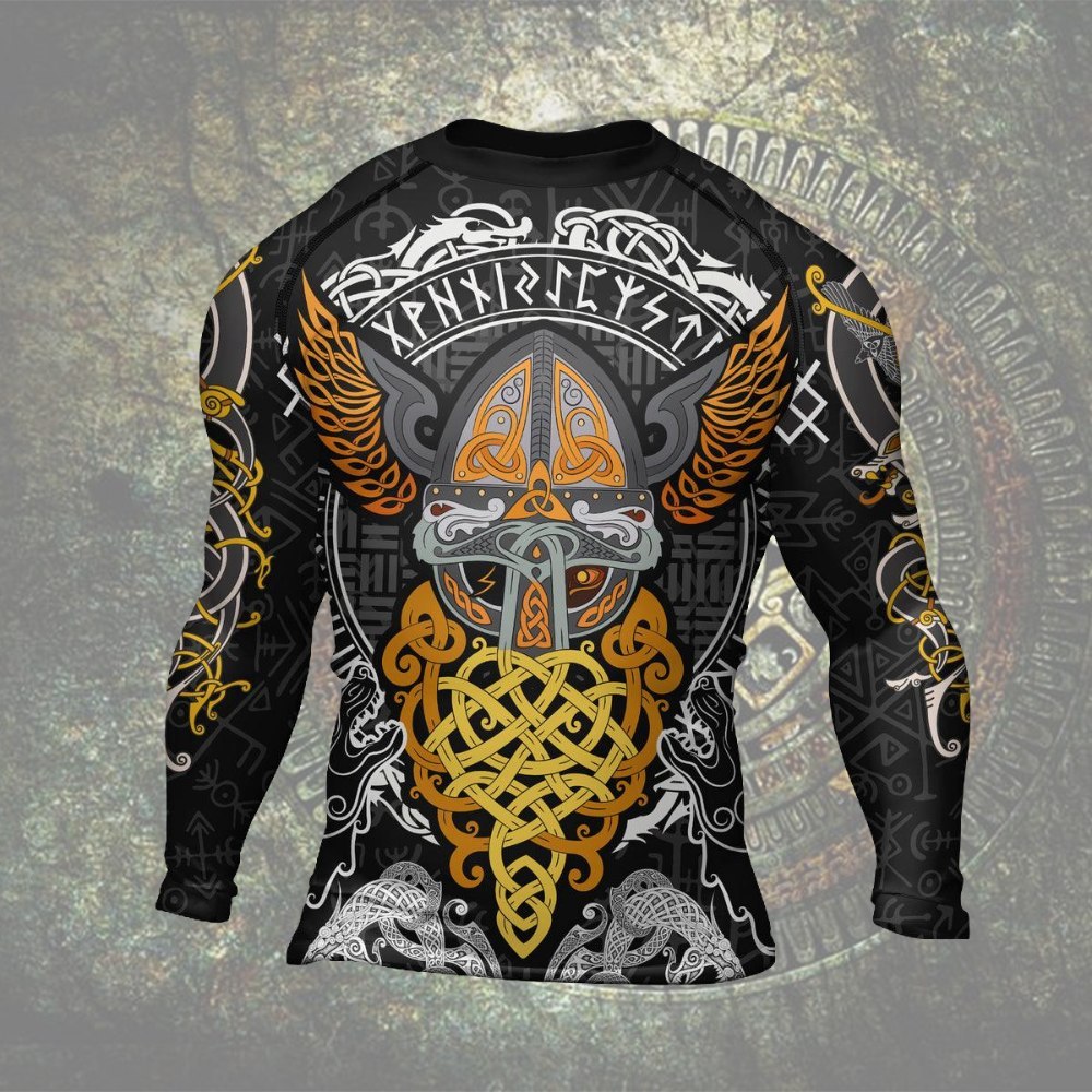 Mighty Thor Wing Helmet Mens Long Sleeve Compression Shirt