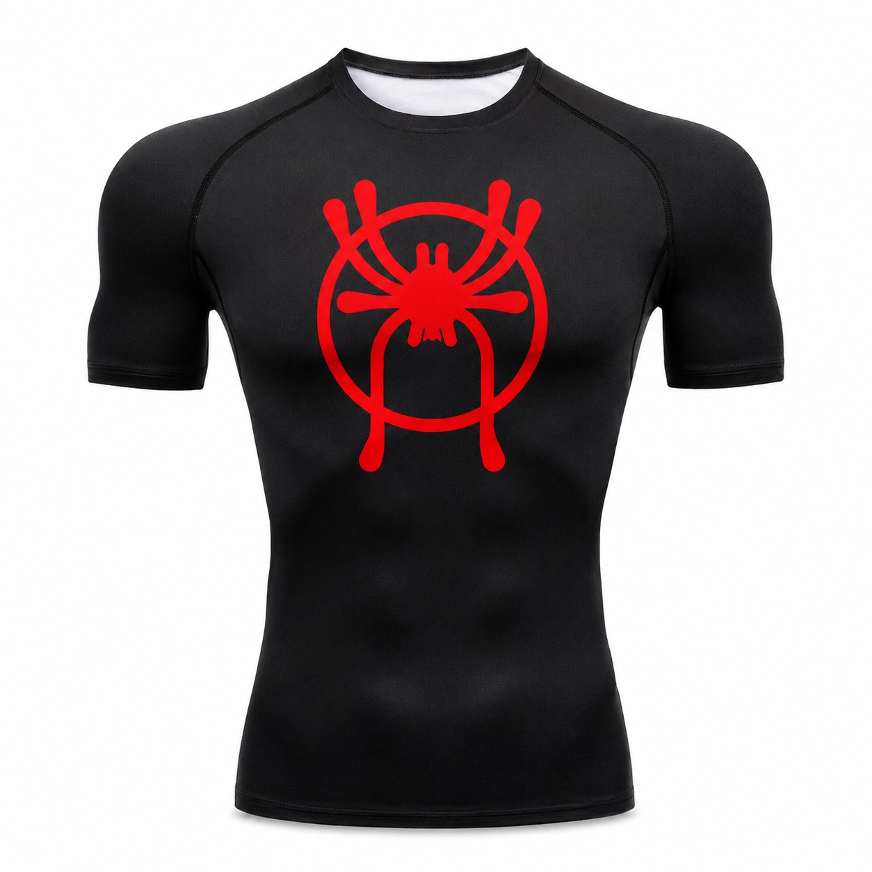 Miles Morales Red Black Short Sleeve Compression Shirt