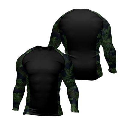 Military Woodland Camouflage Mens Long Sleeve Compression Shirt
