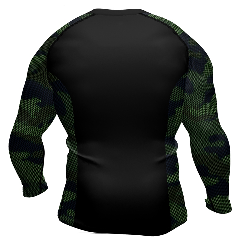 Military Woodland Camouflage Mens Long Sleeve Compression Shirt
