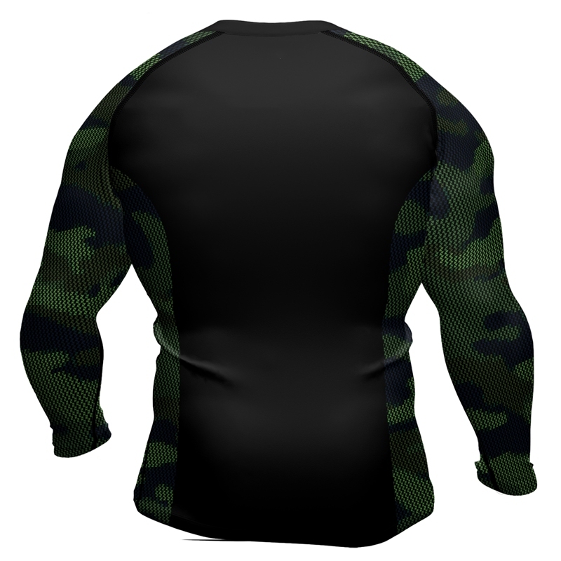 Military Woodland Camouflage Mens Long Sleeve Compression Shirt