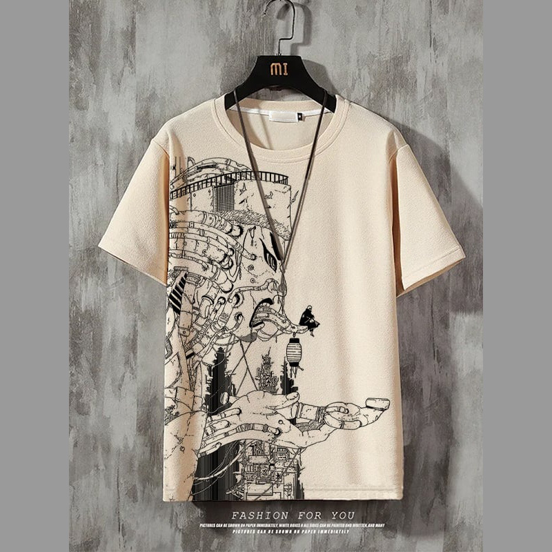 Anime Gradient Color Block Short Sleeve T-Shirt