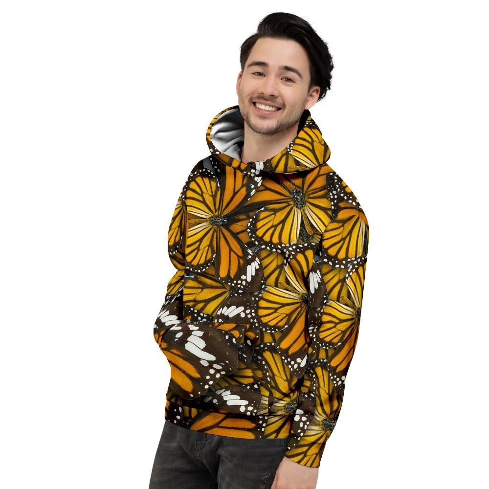 Monarch Butterfly Pattern Print Mens Full Size Hoodie