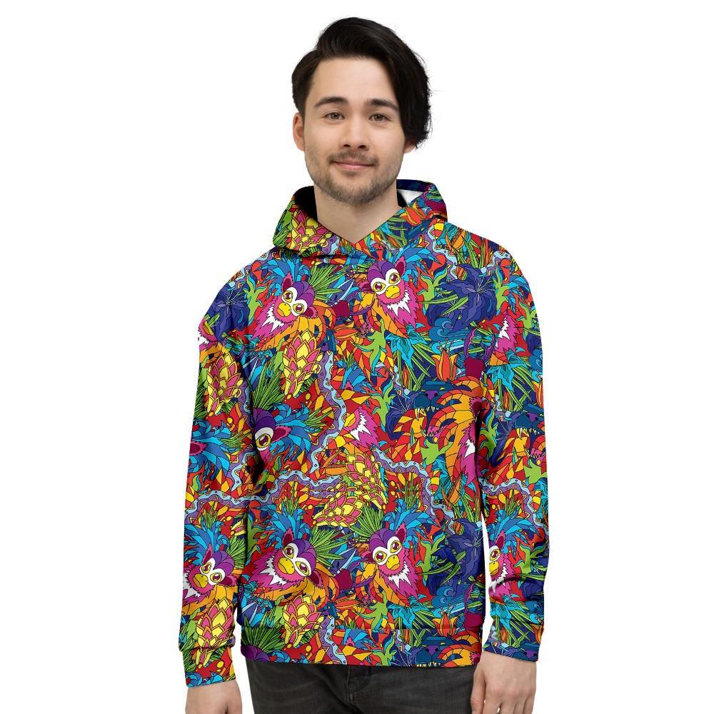 Monkey Trippy Psychedelic Mens Full Size Hoodie