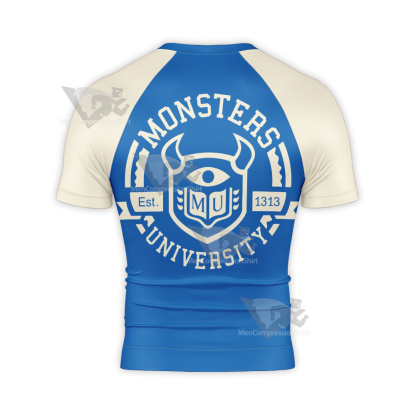Monsters University Campus Blue Jacket Short Sleeve Compression Shirt