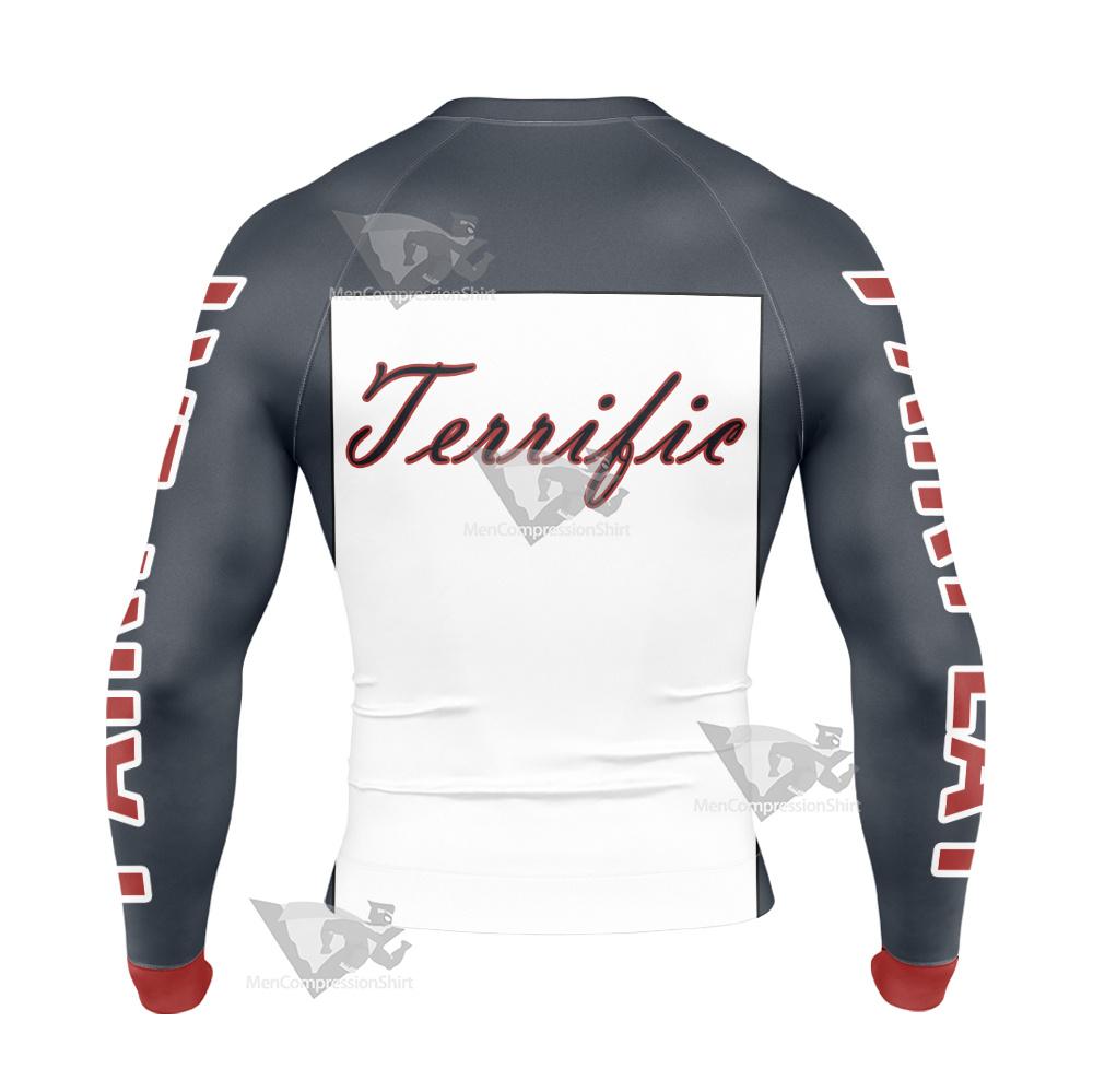 Dc Mr Terrific Grey Cosplay Long Sleeve Compression Shirt