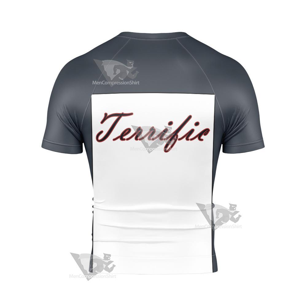 Dc Mr Terrific Grey Cosplay Short Sleeve Compression Shirt