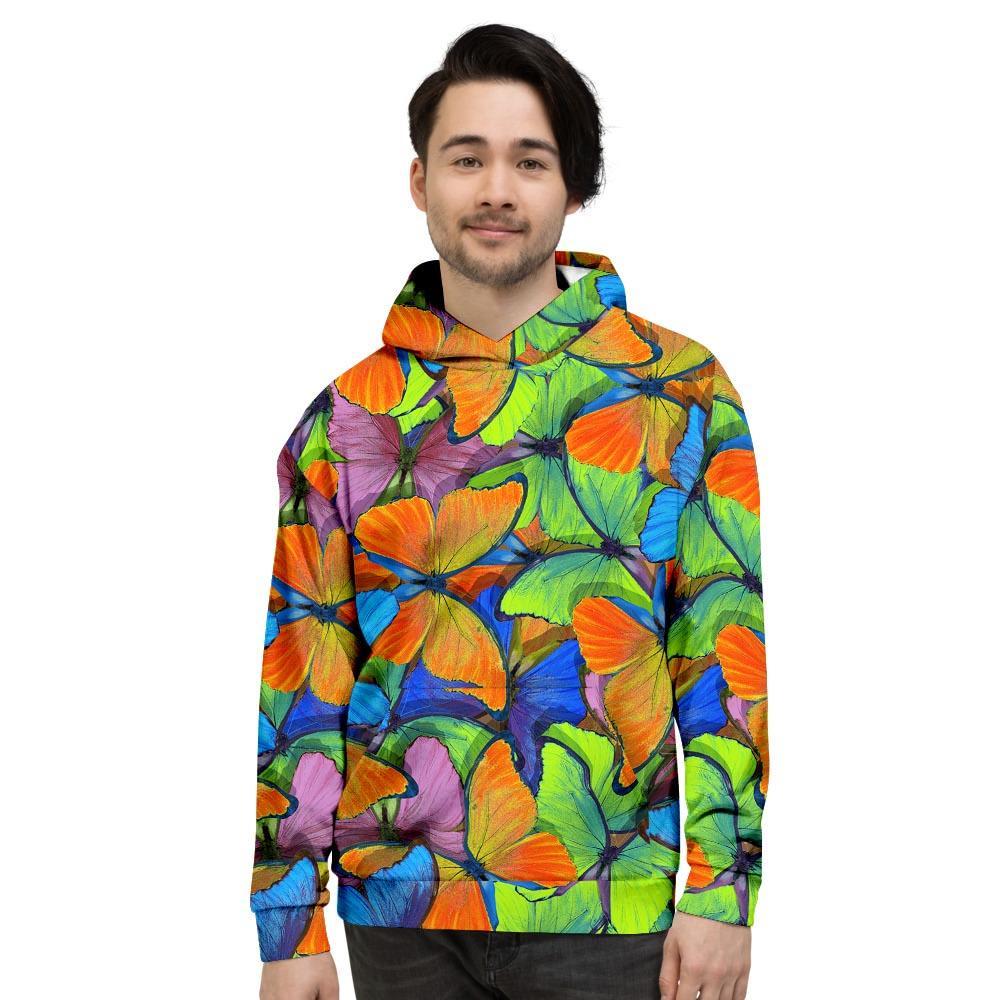 Multicolor Butterfly Print Mens Full Size Hoodie