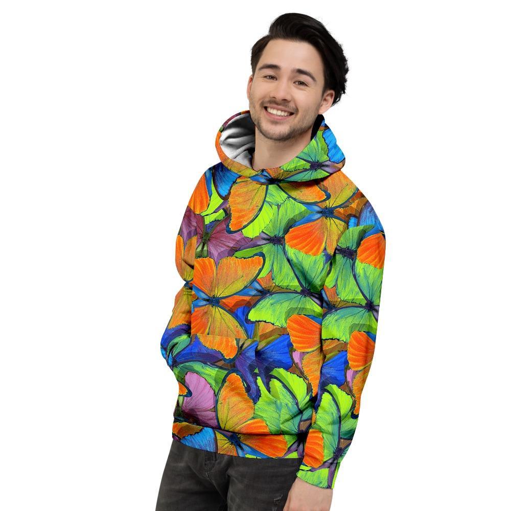 Multicolor Butterfly Print Mens Full Size Hoodie