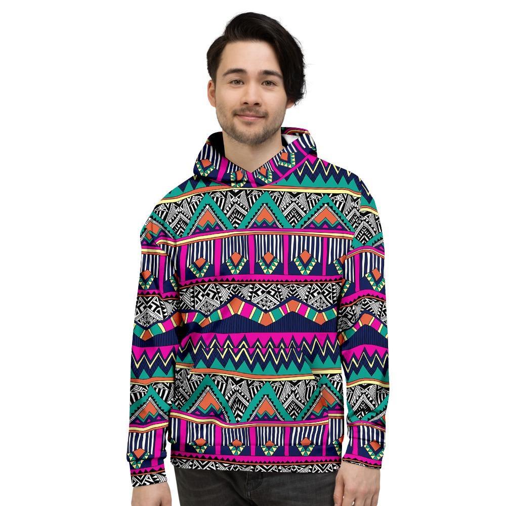 Multicolor Native Aztec Doodle Abstract Mens Full Size Hoodie