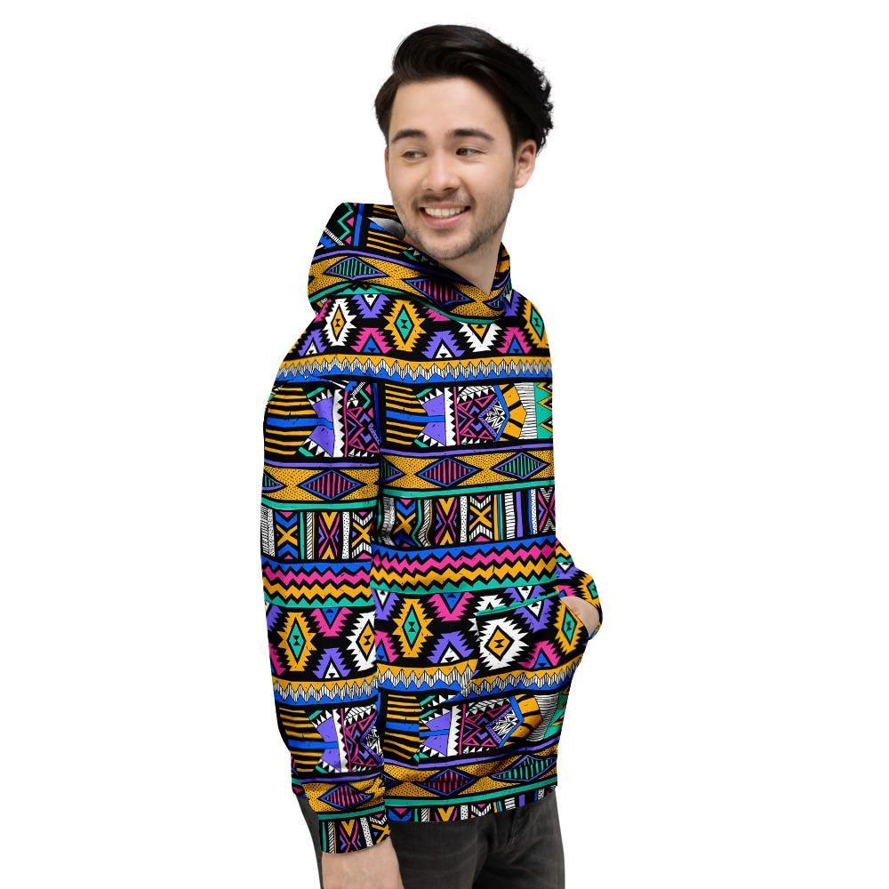 Multicolor Native Aztec Doodle Element Mens Full Size Hoodie